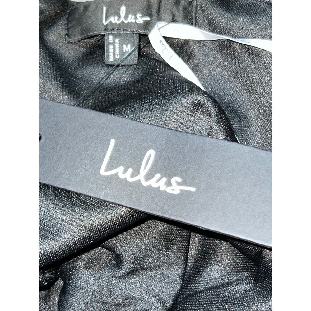LuLus Black Cropped Jumpsuit Adjustable Strap Stretch Medium NWT - Picture 8 of 10